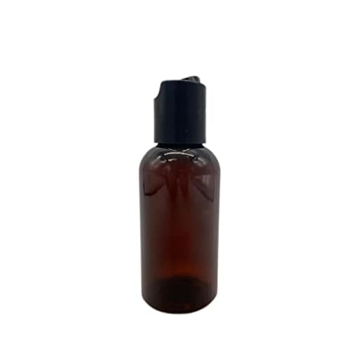 Natural Farms Empty Travel Shampoo Bottles - 2 oz - 24 Pack - Amber Boston Plastic Bottles ? Black Disc - for Essential Oils- Perfumes- Soap - Creams - Lotions - Gels