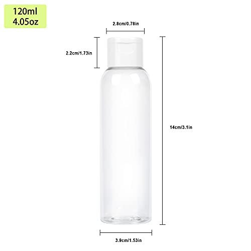 Trendbox 4oz Clear Plastic Empty Bottles with Flip Cap -BPA-Free Travel Containers for Shampoo, Lotions, Liquid Body Soap and Massage Oils - 80 Pack