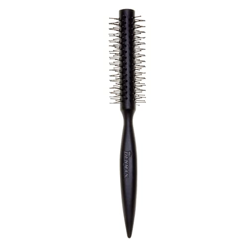 Denman Curling Vented Barrel Round Hair Brush with Nylon Bristles for Fast Drying, Volume and Creating Movement in the Hair, Black, D73