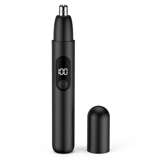 Smity Ear and Nose Hair Trimmer Professional Painless Eyebrow Trimmer for Men and Women Battery-Operated Dual-Edge Blades Built-in LED Light