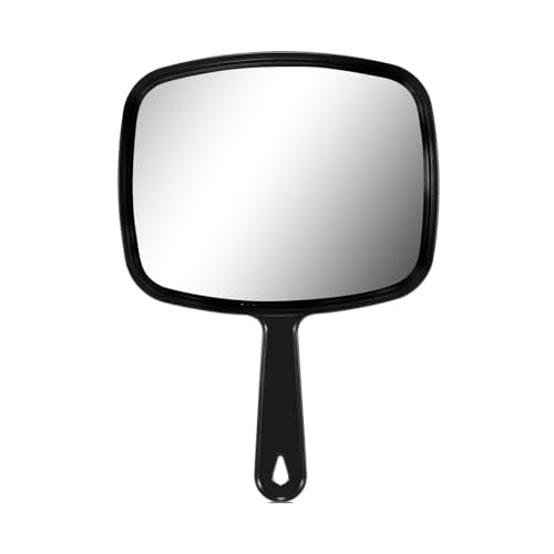 OMIRO 10.3" L x 7.4" W Hand Mirror, All Black Handheld Mirror with Handle