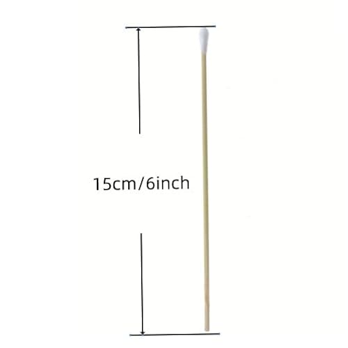 200 Pcs Cotton Swabs, 6 Inch Long Ear Buds with Extra Long Wooden Handle Ear Picks for Cleaning, Jewelry, Polishing, Makeup, Dogs