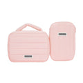 Shiny Puffy Makeup Bag Large Capacity Travel Water-proof Toiletry Bag Drop-proof Digital Product Organizer (Pink, L and M)