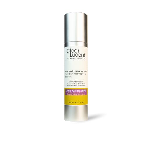 Multi Rejuvenating Vit-Day Protector Sunscreen SPF 40 ? 20% Zinc Oxide, Mineral Face Sunscreen | Invisible, Reef-Safe, Water-Resistant, Hydrating SPF with Hyaluronic Acid | 4.0 oz