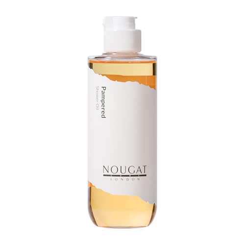 NOUGAT Pampered Shower Oil for Daily Bath Routine, Transforming Oil-to-Milk Body Cleanser for Makeup & Sunscreen Removal, Hydrating Botanical Wash for Dry Skin Relaxation at Home, Exotic Scent, 372g