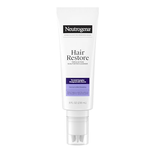 Neutrogena Hair Restore Triple Action Scalp Detox Cleanser, Triple Acid Scalp Detox & Clarifying Treatment to Remove Dead Skin Cells, Clear Scalp Buildup, Sulfate-Free, 8 fl. oz