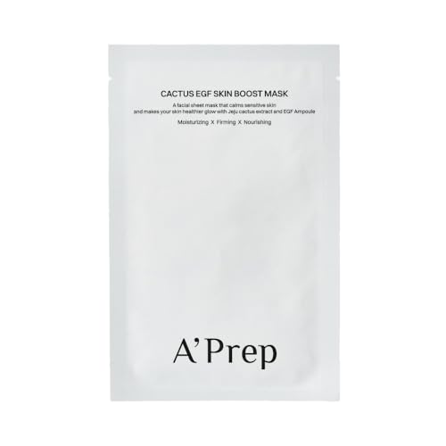 A'Prep Cactus EGF Skin Boost Mask (5 Sheets) ? Hydrating & Nourishing Sheet Mask with Jeju Cactus Extract & EGF | Vegan-Certified for Sensitive Skin | Korean Skincare