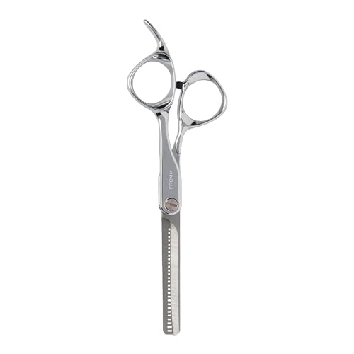 Fromm Professional Explore 5.75" 28 Tooth Thinning Shears Wet and Dry Hair, Polished Silver Japanese Steel Scissors with Smooth Straight Blade and Microserrated Thinning Teeth