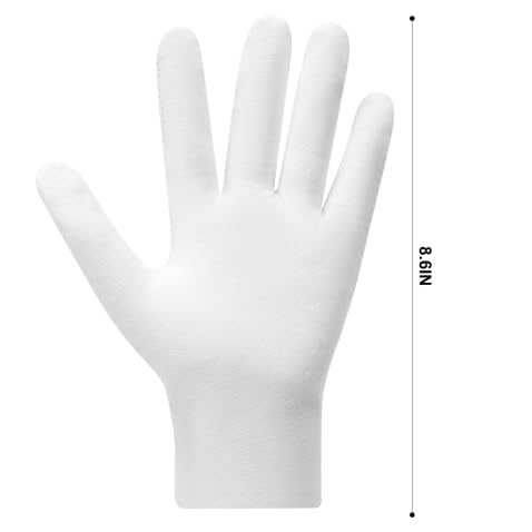 White Cotton Gloves for Moisturizing Hands, Eczema & Spa Use – Pack of 3