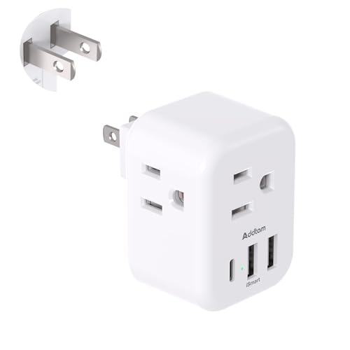 Addtam South Africa Power Adapter, Type M Travel Plug Adaptor Charger with 3 AC Outlets 3 USB Ports(1 USB C) for US to South Africa Botswana Zimbabwe Namibia Nepal