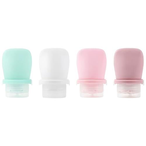 4 Pack 1oz Silicone Travel Bottles Leak Proof Squeeze Bottles For Toiletries Shampoo Conditioner Lotion Salad Dressing Travel Size Containers