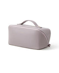EACHY Medium Travel Makeup Bag for Women - Purple Flat Open Cosmetic Organizer