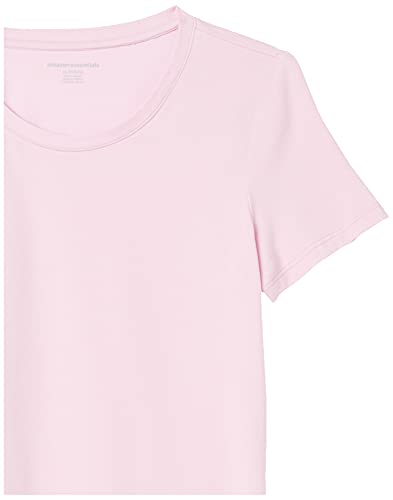 Amazon Essentials Women's Classic-Fit Short-Sleeve Crewneck T-Shirt, Pack of 2, Green/Light Pink, X-Small