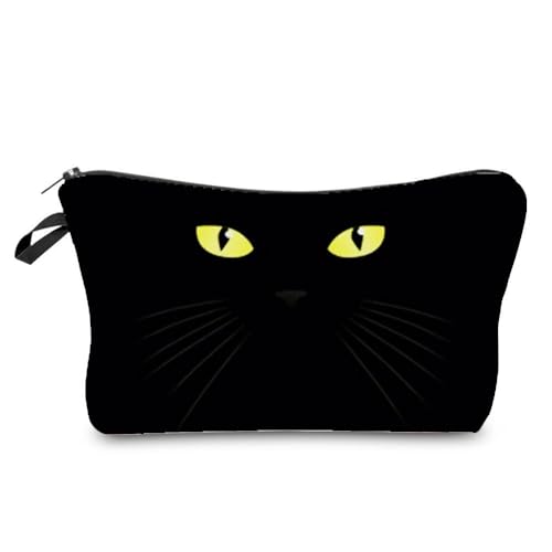 Black Cat Cosmetic Bag for Women Cute Small Makeup Bag for Purse Travel Toiletry Zipper Pouch for Girls Gift for Cat Lovers Black Cat Makeup Bag for Her