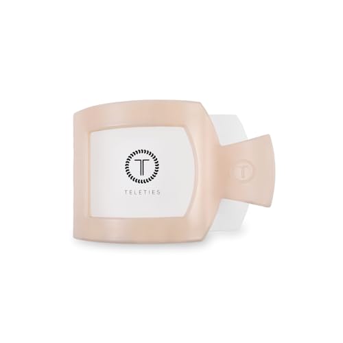 TELETIES - Medium Flat Square Clip - For Lying Down, Yoga, Driving & More - Strong Grip, Bendable Teeth, Comfortable Curved Design - Ideal for Medium Hair - Core Collection - Almond Beige