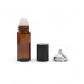 Pink 30ml Amber Glass Roll-On Bottle with Jade Roller for Essential Oils & DIY Perfume