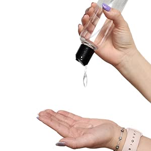 8 oz Clear Plastic Refillable Bottles with Black Disc Top Caps - BPA Free, Made in USA