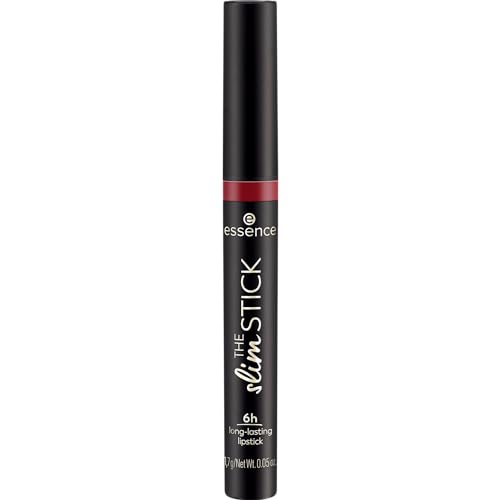 essence The Slim Stick, rossetto, n. 107, rosso, di lunga durata, nutriente, risultato espresso, colori intensi, opachi, vegani, senza profumo, senza alcool, senza parabeni, confezione da 1,7 g