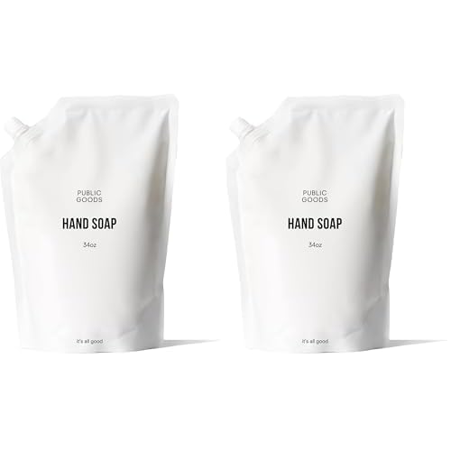 Public Goods Hand Soap | Cleansing Soap for Kitchen & Bathroom | Made with Natural Essential Oils | Paraben & Sulfate Free | Vegan Friendly | 34 Fl Oz Refill (Pack of 2)