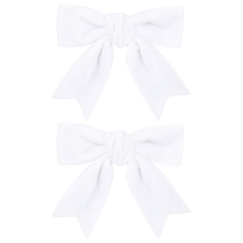 White Velvet Hair Bow Clips 3" Small Soft Velvet Ribbon Bow-Knot Alligator Hair Pins Barrettes for little Toddler Teen Flower Girls Kids Xmas Valentines Back School Gift Wedding Accessories