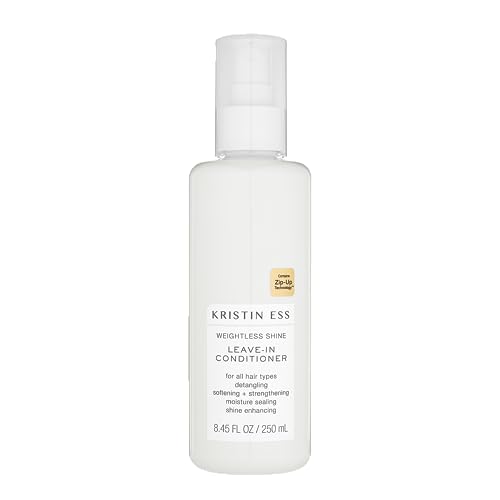 Kristin Ess Hair Hydrating Salon Leave In Conditioner Spray for Strength + Shine - Lightweight Anti Frizz Detangler for Women - Sulfate Free + Color Safe - Castor Oil Moisture Bond Repair Spray