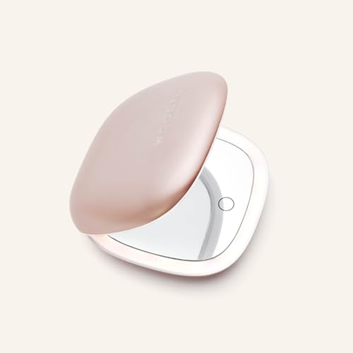 Woosh Beauty Fold Out Mirror | Travel Compact LED Light Mirror | 1x/10x Dual Magnification