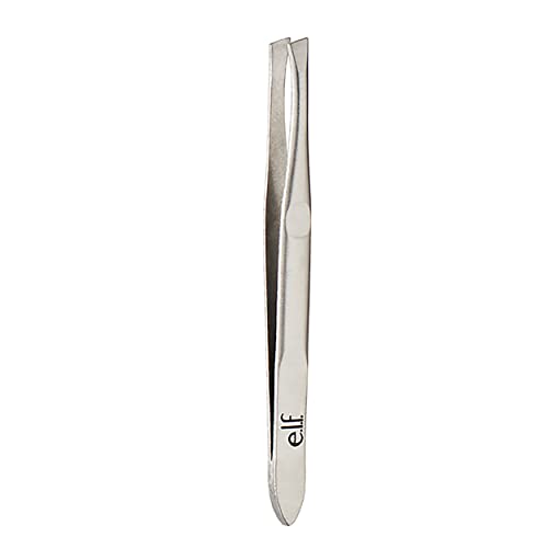 e.l.f., Slant Tweezer, Professional Quality Stainless Steel, Provides a Strong Grip, Removes Hairs Accurately, Shapes, Defines, Easy To Use, Ergonomically-Designed (Pack of 2)