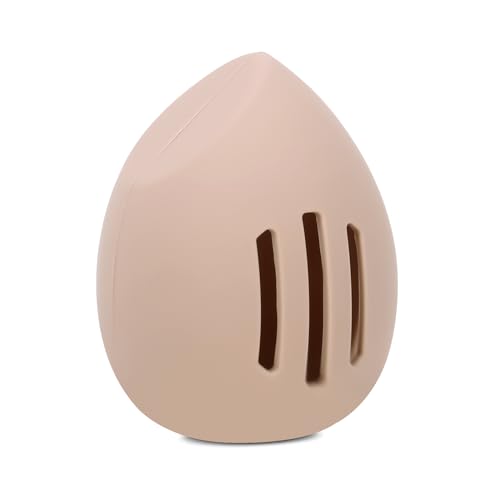 Khaki Cosmetic Travel Cases with Makeup Sponge Holder - Egg-Shaped Silicone Organizer