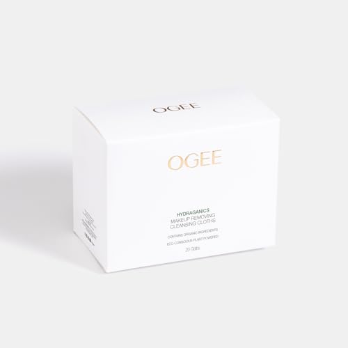 Ogee Gentle Makeup Remover Wipes ? Moisturizing Facial Cleansing Cloths with Jojoba Oil & Aloe Vera ? Makeup Removal & Daily Refresh (20ct) (Pack of 2)