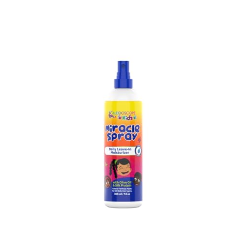 Kaleidoscope Kids Leave-In Conditioner Spray for Curly Hair - 12 oz Moisturizing Detangler with Olive Oil & Silk Protein