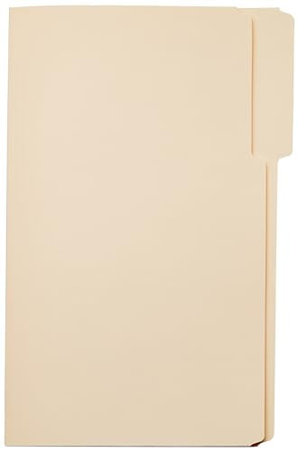 Amazon Basics File Folders, 1/3 Tabs in Assorted Positions, 8.5 x 14 Inch, Legal Size, Manila - Pack of 100