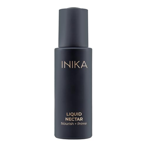 INIKA Organic Liquid Nectar Primer | 3 in 1 Skincare Makeup Hydrid to Prime, Nourish and Boost Glow. Silky Vegan Formula Instantly Smooths & Evens Skin Tone. 30mL