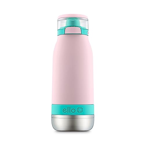 Ello Emma 14oz Vacuum Insulated Stainless Steel Kids Water Bottle with Straw and Built-in Carrying Handle and Leak-Proof Locking Lid for School Backpack, Lunchbox and Outdoor Sports, Cotton Candy