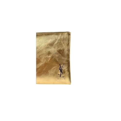 Yves Saint Laurent YSL Cosmetic GOLD FLAT Pouch Makeup Bag YSL Fragrance Bag (9.25L X 6H X 0.25W)- MINI/SMALL - (9393)