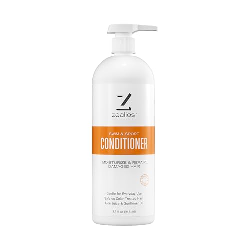 Zealios Swim & Sport Conditioner 32 Oz - Sulfate-Free Moisturizing Hair Conditioner, Hair Treatment for Swimmers & Athletes, Chlorine Removal, Hydrating, Vegan, Protects Color Treated Hair