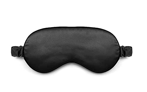 Women Imitated Silk Sleeping Mask Travel Eye Patch (Black)