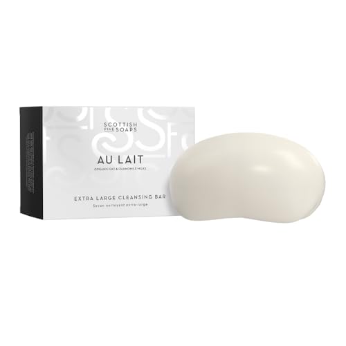 Scottish Fine Soaps Au Lait Extra Large Cleansing Bar, White, Oat & Chamomile Milk, 300g, Vegan Friendly, Chocolate & Coconut Scent