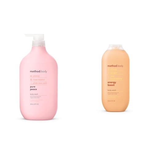 Method Body Wash Pure Peace Paraben Free 28 oz and Energy Boost Paraben Free 18 oz Bundle (Pack of 1)