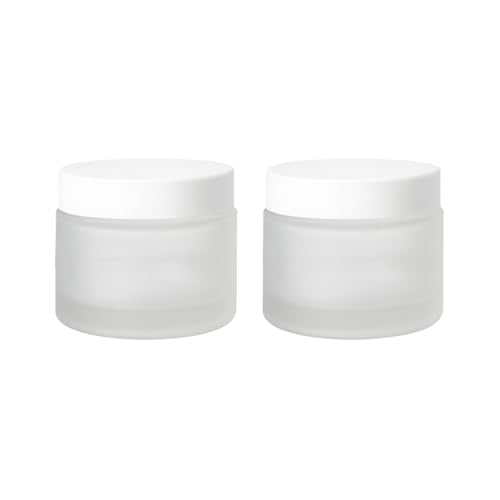 2-Pack 60g Frosted Glass Cream Jars with White Lids