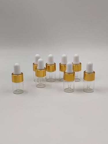 15-Pack Mini Glass Dropper Bottles with Gold Caps