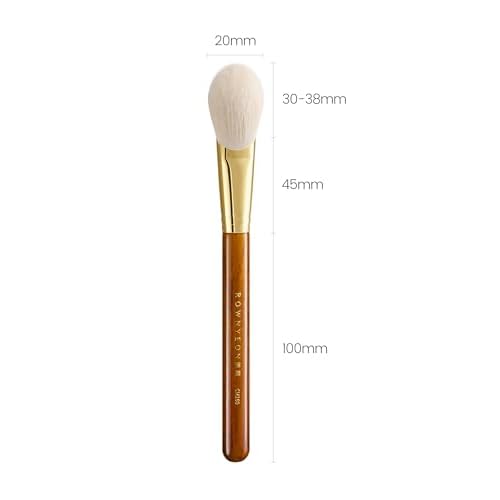 Desert Oak Series CM 160 Angled Blush Brush for Cheeks ? Ideal for Powder & Cream Blush, Golden Brass Ferrule, Ebana Bubinga Handle, Soft Nylon Bristles
