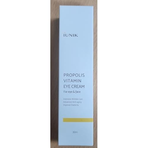 IUNIK Propolis Vitamin C Face & Eye Cream with Vegetable Oil, 1.01 Fl Oz Dullness Dark Circles Puffiness Smooths Under Eyes 24 Hour Hydration For Sensitive Oily Acne-prone skin VEGAN