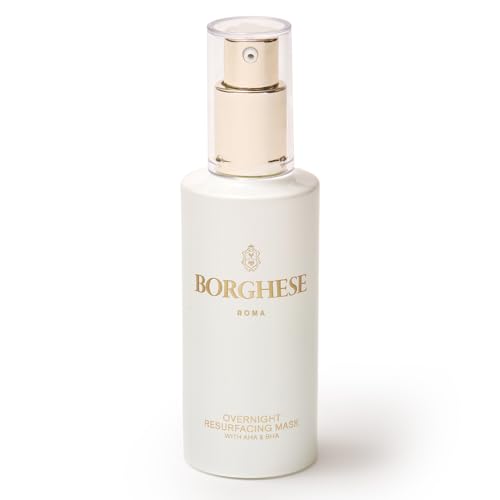 Borghese Overnight Resurfacing Mask With AHA & BHA - Leave-On Exfoliating Mask with Glycolic Acid, Lactic Acid, & Hyaluronic Acid, For All Skin Types