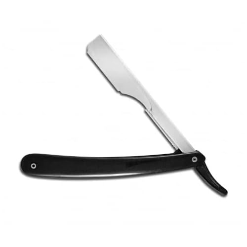 The Shave Factory Black & Silver Straight Edge Razor, Single Edge Blade Compatible Shaving Kit, Easy Replaceable Blade Razor (3 Piece Set)
