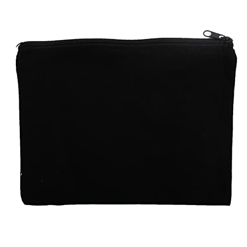 Threadart 3 Pack Canvas Pencil Pouch Black with Zipper For Organization, Small Tools, Makeup Organizer Bag - 100% Cotton Canvas Heavy Duty 7" x 9.25"