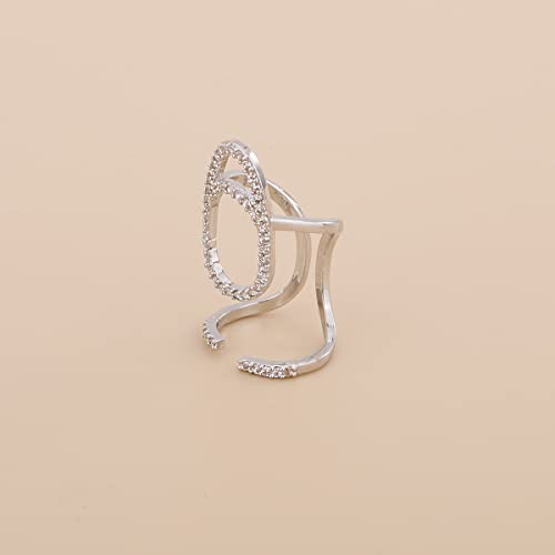 Silver Rhinestone Punk Nail Ring for Women