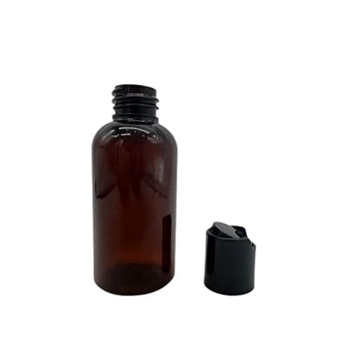 Natural Farms Empty Travel Shampoo Bottles - 2 oz - 24 Pack - Amber Boston Plastic Bottles ? Black Disc - for Essential Oils- Perfumes- Soap - Creams - Lotions - Gels