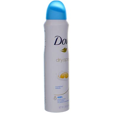 Dove Dry Spray Anti-Perspirant Deodorant, Nourished Beauty, 3.8 oz (4 Pack) (Bundle)