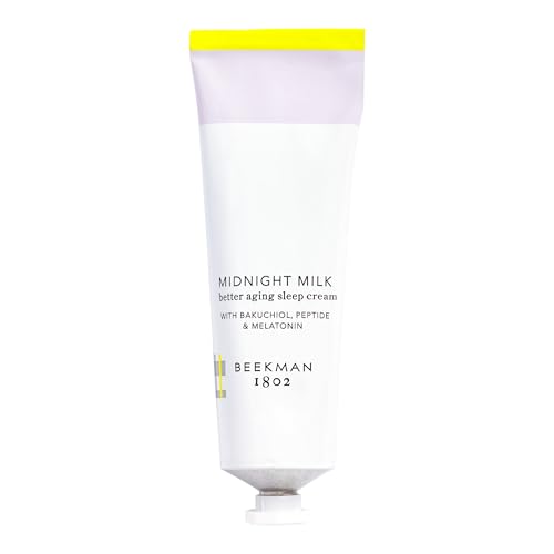 Beekman 1802 Midnight Milk Better Aging Sleep Cream ? Overnight Face Moisturizer & Mask ? With Bakuchiol, Melatonin & Hyaluronic Acid ? Firms & Deeply Hydrates ? Good for Sensitive Skin ? 2.13 fl oz