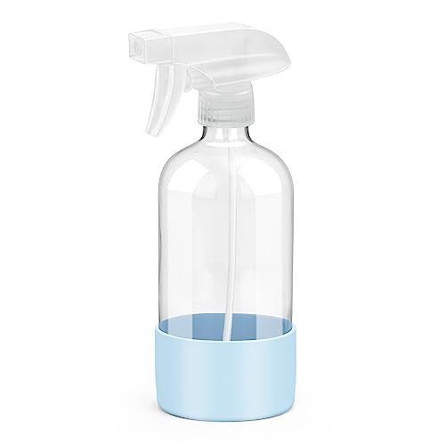 16 oz Glass Spray Bottle with Silicone Sleeve, Adjustable Nozzle